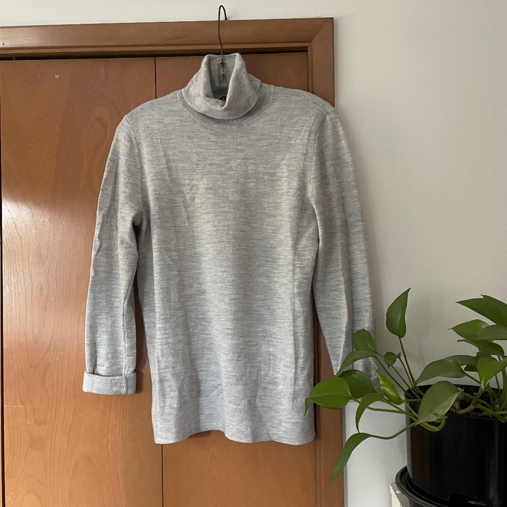 Express light grey merino wool blend turtleneck sweater